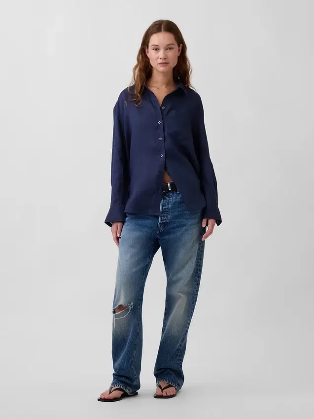 Camisa oversize 100 % lino