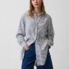 Camisa túnica oversize de mezcla de lino