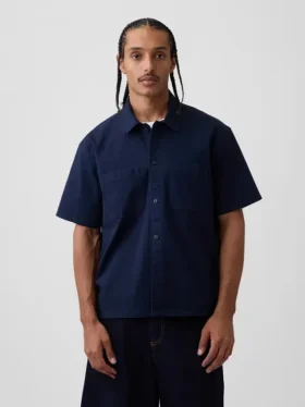 Camisa utilitaria de corte holgado y dobladillo recto