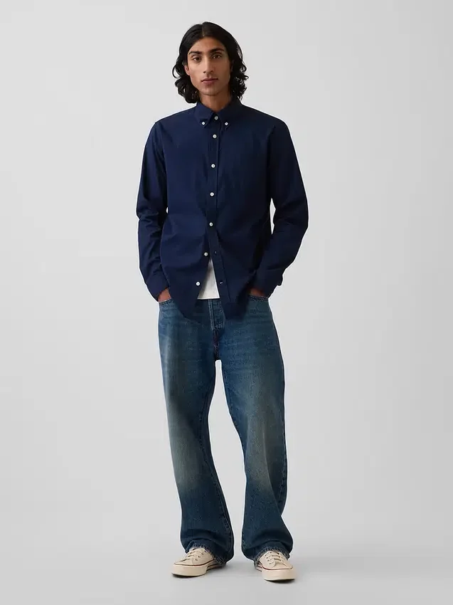 Camisas clásicas de popelín de algodón orgánico