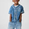 Camisas de béisbol de mezclilla con logotipo universitario para Bebé y Niño
