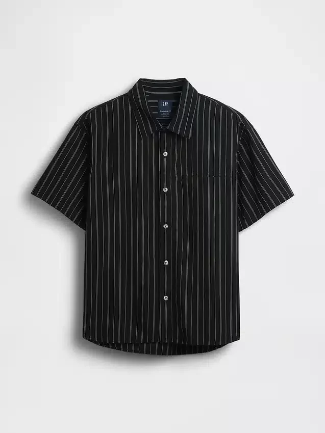 Camisas de corte holgado con dobladillo curvo y rayas de seersucker