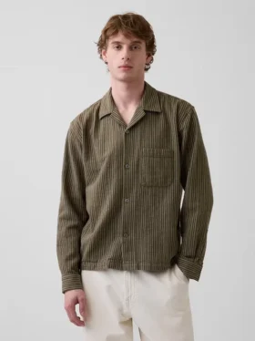 Camisas de corte recto y holgado con rayas Dobby