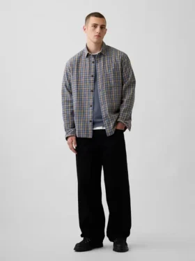 Camisas de cuadros holgadas de sarga lavada al sol