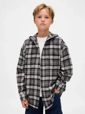 Camisas de franela con capucha de algodón orgánico para niños