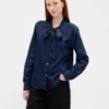 Camisas de mezclilla con lazo en el cuello