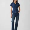 Camisas de mezclilla con mangas casquillo