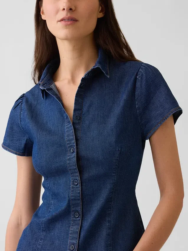 Camisas de mezclilla con mangas casquillo