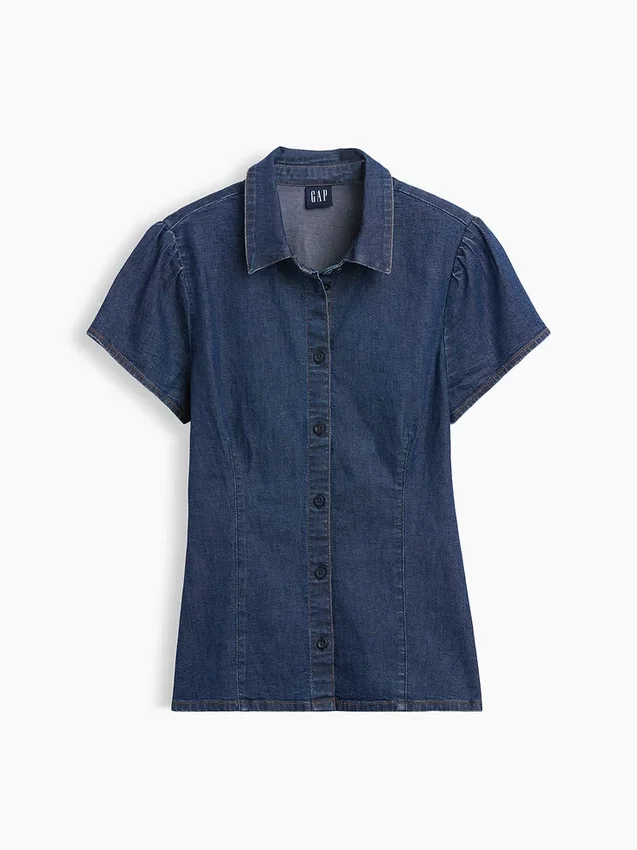 Camisas de mezclilla con mangas casquillo