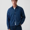 Camisas de mezclilla de corte holgado y dobladillo recto