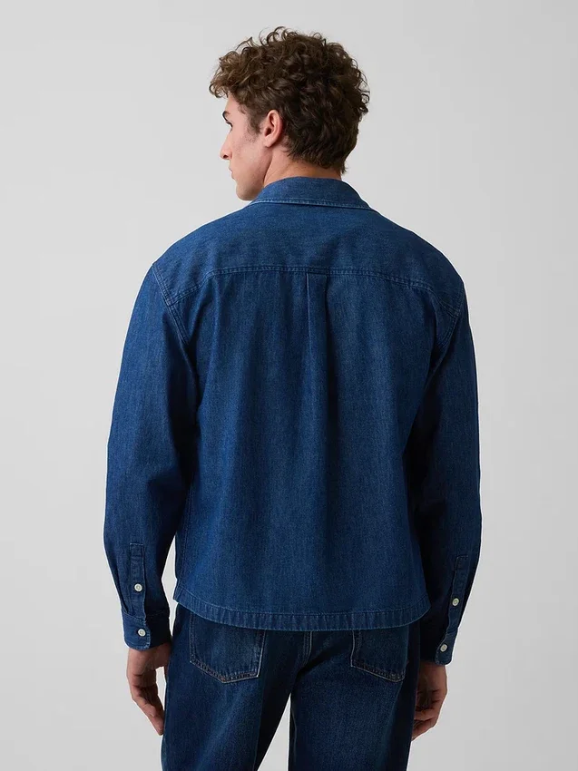 Camisas de mezclilla de corte holgado y dobladillo recto