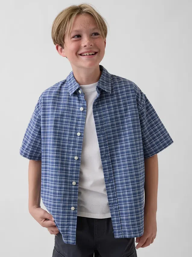 Camisas de oxford a cuadros de corte holgado para niños