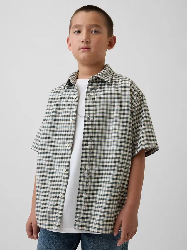 Camisas de oxford a cuadros de corte holgado para niños