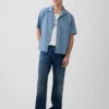 Camisas de resort de denim con tejido dobby