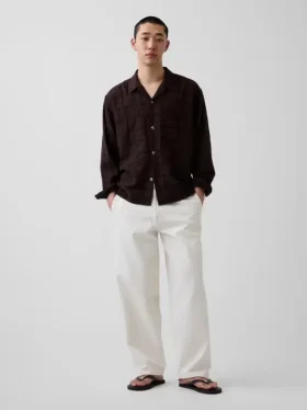 Camisas de seersucker de corte holgado con dobladillo recto