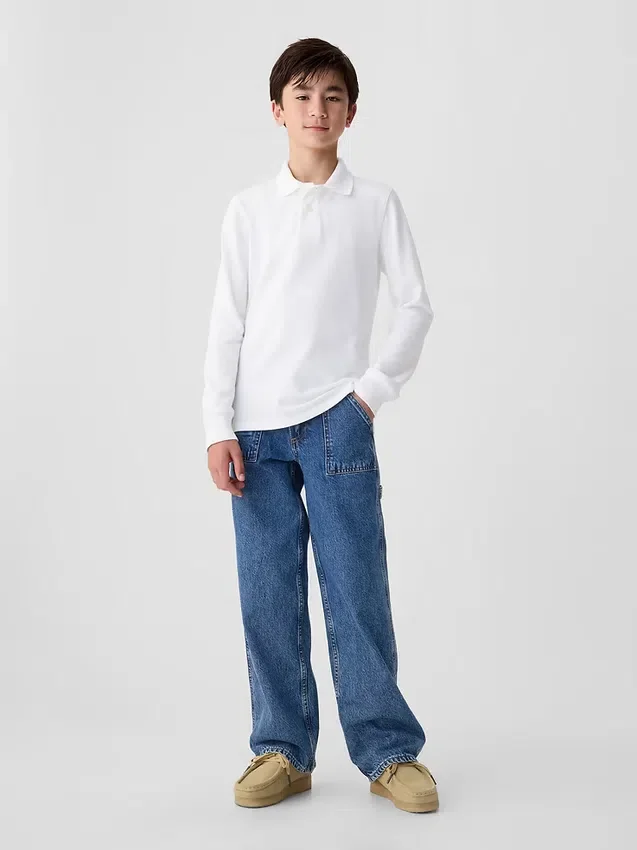 Camisas de uniforme de algodón orgánico para niños