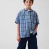 Camisas de vacaciones holgadas a cuadros con textura para niños