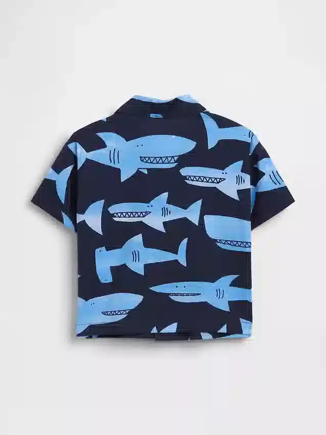 Camisas estampadas de popelín de algodón orgánico para bebés y niños pequeños