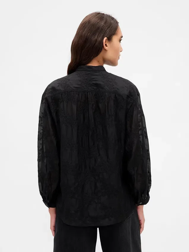 Camisas florales de gasa transparente