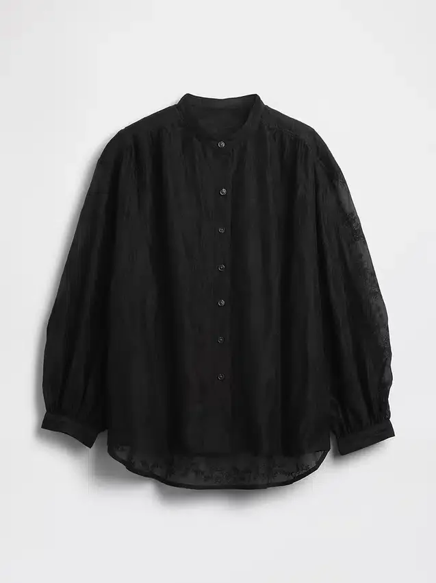 Camisas florales de gasa transparente