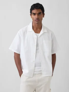 Camisas holgadas de lino y algodón con dobladillo recto