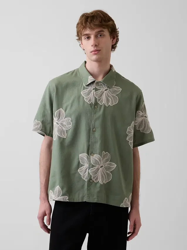 Camisas holgadas de lino y algodón con dobladillo recto