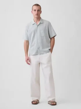 Camisas holgadas de lino y algodón con dobladillo recto