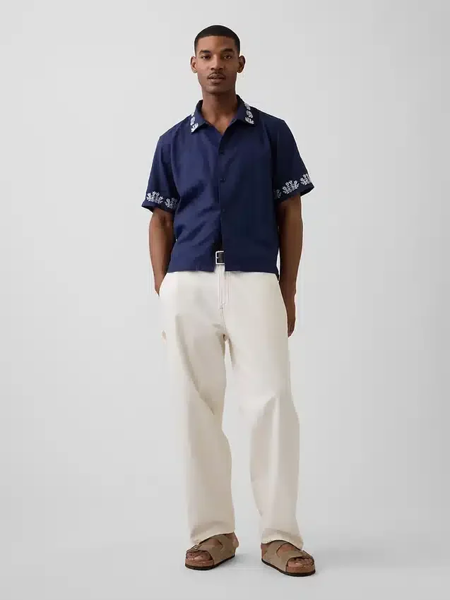 Camisas holgadas de lino y algodón con dobladillo recto