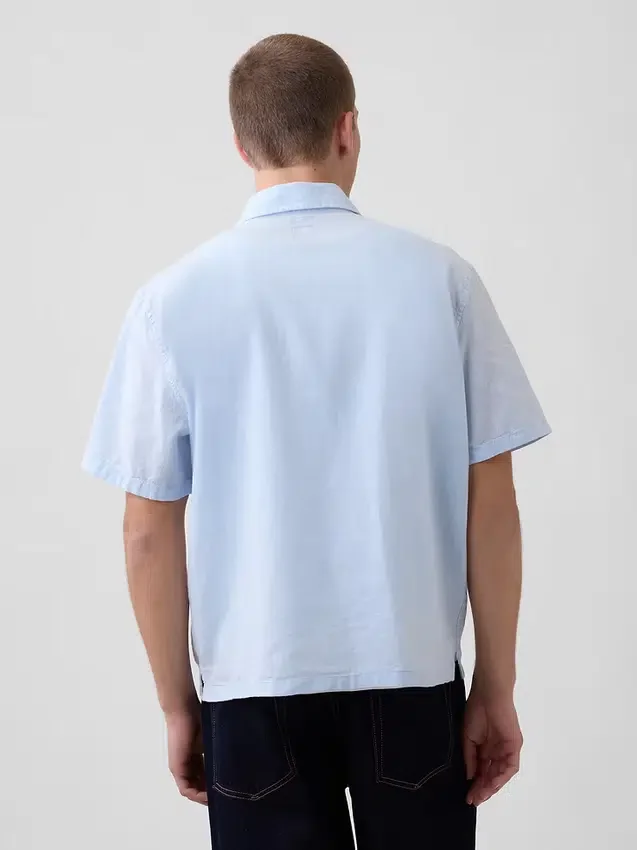 Camisas holgadas de lino y algodón con dobladillo recto