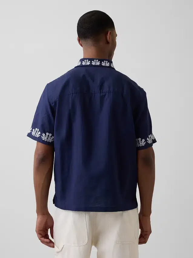 Camisas holgadas de lino y algodón con dobladillo recto