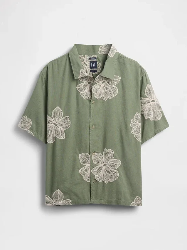 Camisas holgadas de lino y algodón con dobladillo recto