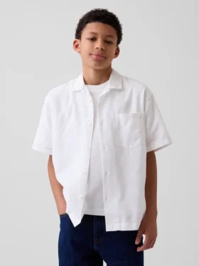 Camisas holgadas de lino y algodón para niños