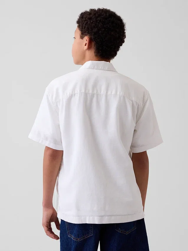 Camisas holgadas de lino y algodón para niños