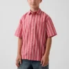 Camisas infantiles de popelín de algodón orgánico con rayas y corte holgado