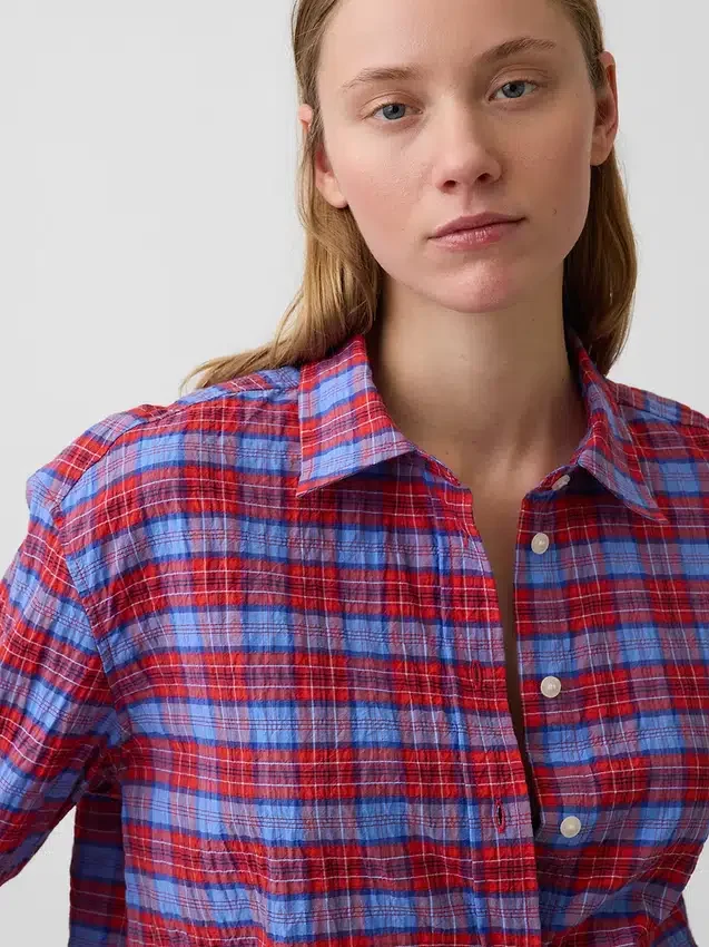 Camisas oversize a cuadros de seersucker