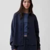 Camisas oversize de felpa francesa gruesa con botones en el frente