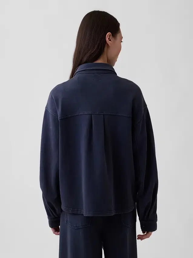 Camisas oversize de felpa francesa gruesa con botones en el frente