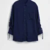 Camisas oversize de mezclilla con mangas fruncidas