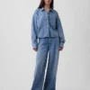 Camisas oversize de mezclilla ultrasuave con dobladillo recto y corte corto