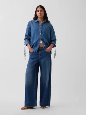 Camisas oversize de mezclilla ultrasuaves con mangas fruncidas