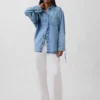 Camisas oversize de mezclilla ultrasuaves con mangas fruncidas