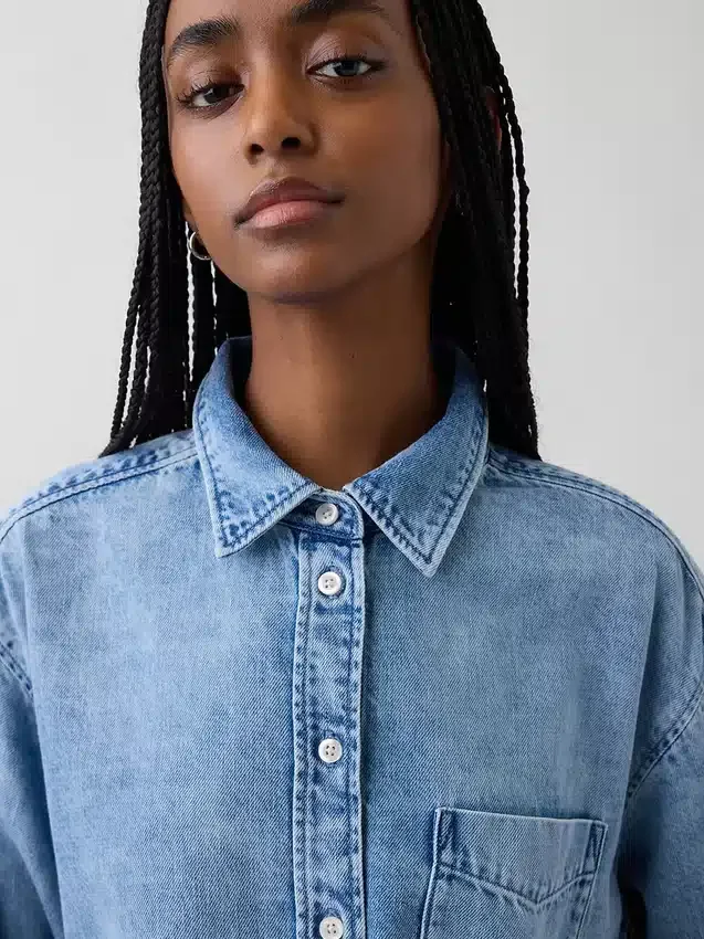 Camisas oversize de mezclilla ultrasuaves con mangas fruncidas
