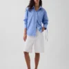 Camisas oversize de popelín de algodón orgánico con mangas fruncidas