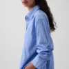 Camisas oversize de popelín de algodón orgánico con mangas fruncidas