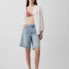 Camisas oversize sin cuello de gasa de algodón