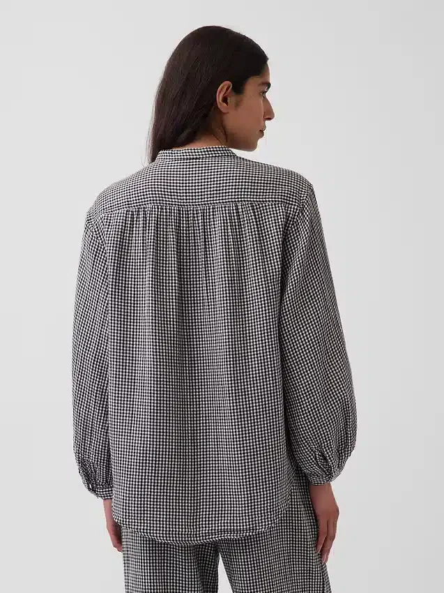 Camisas oversize sin cuello de gasa de algodón