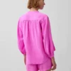 Camisas oversize sin cuello de gasa de algodón