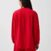 Camisas oversize sin cuello de gasa de algodón
