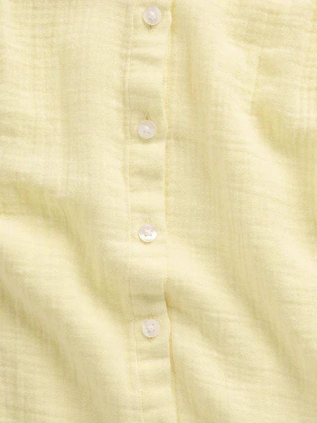 Camisas oversize sin cuello de gasa de algodón