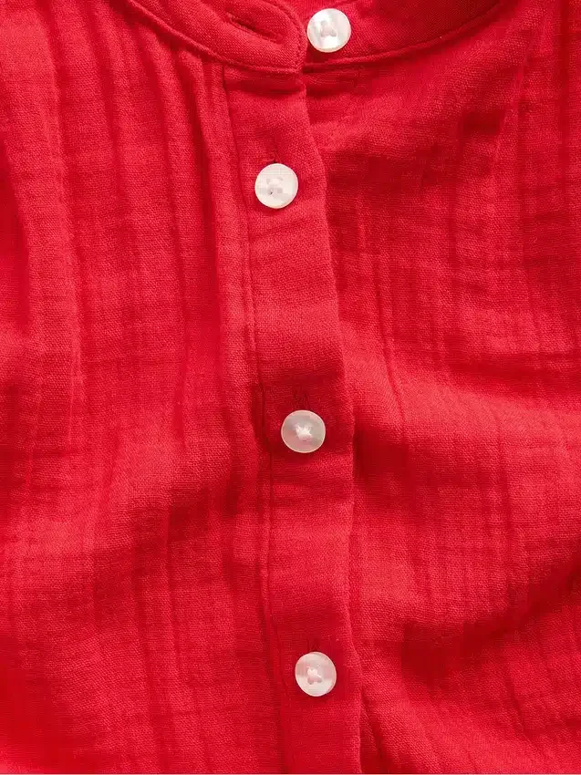 Camisas oversize sin cuello de gasa de algodón
